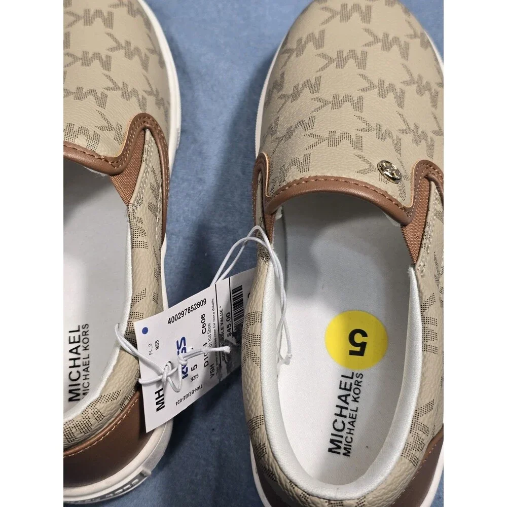 Michael Kors Women's New NOA Slip On Sneaker -Tan Jacquard Size 5M